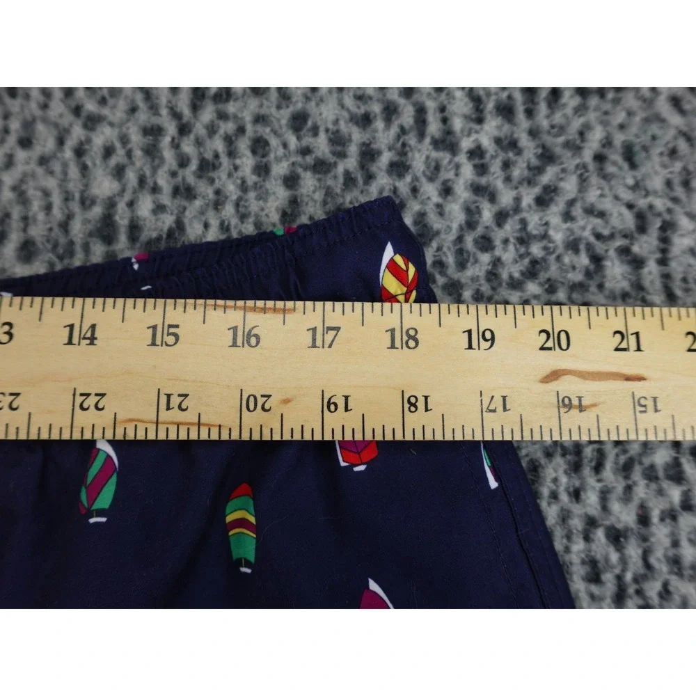 Lands End Mens Swim Trunks Large 36-38 Navy‎ Blue Sailboat Print Mesh Lined 6in